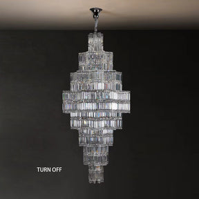 Extra Large Plaza Hall  Multi-Tier Crystal Chandelier Foyer Living Room Staircase Ceiling Lighting Fixture  In Chrome/ Silver Finish