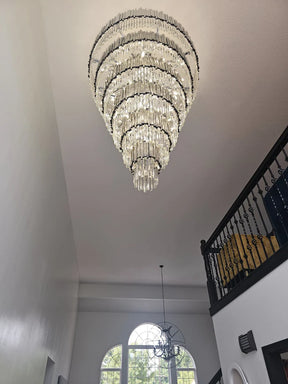 Extra Large Round Cone Tiered Crystal Chandelier for Foyer/Enterway/Living Room