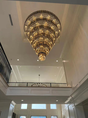Extra Large Round Cone Tiered Crystal Chandelier for Foyer/Enterway/Living Room
