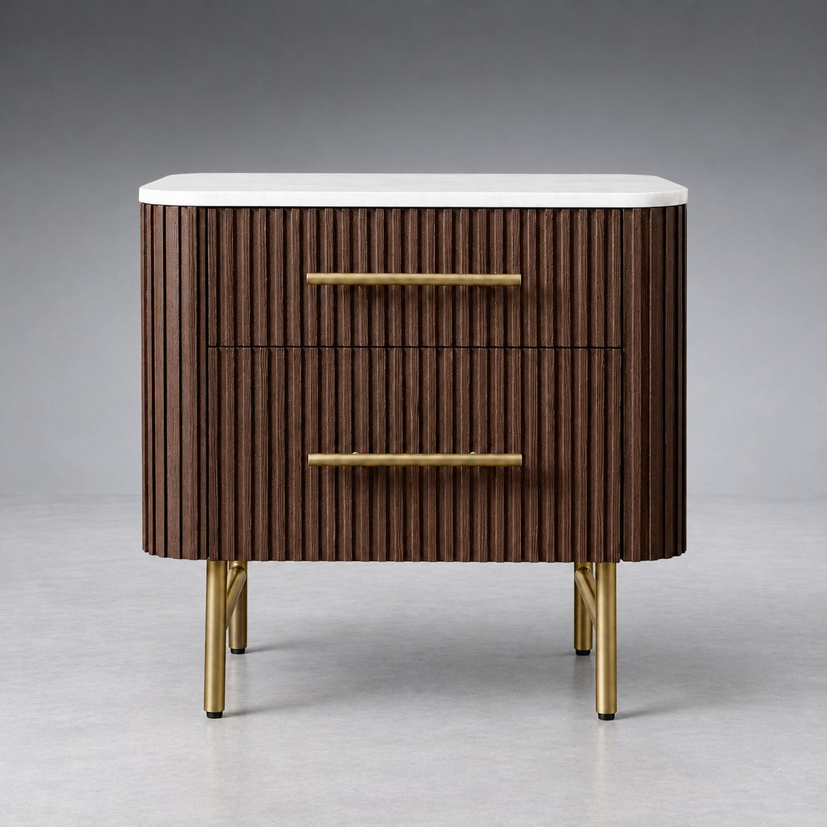 Double Drawer Bedside Chest with Stone Top