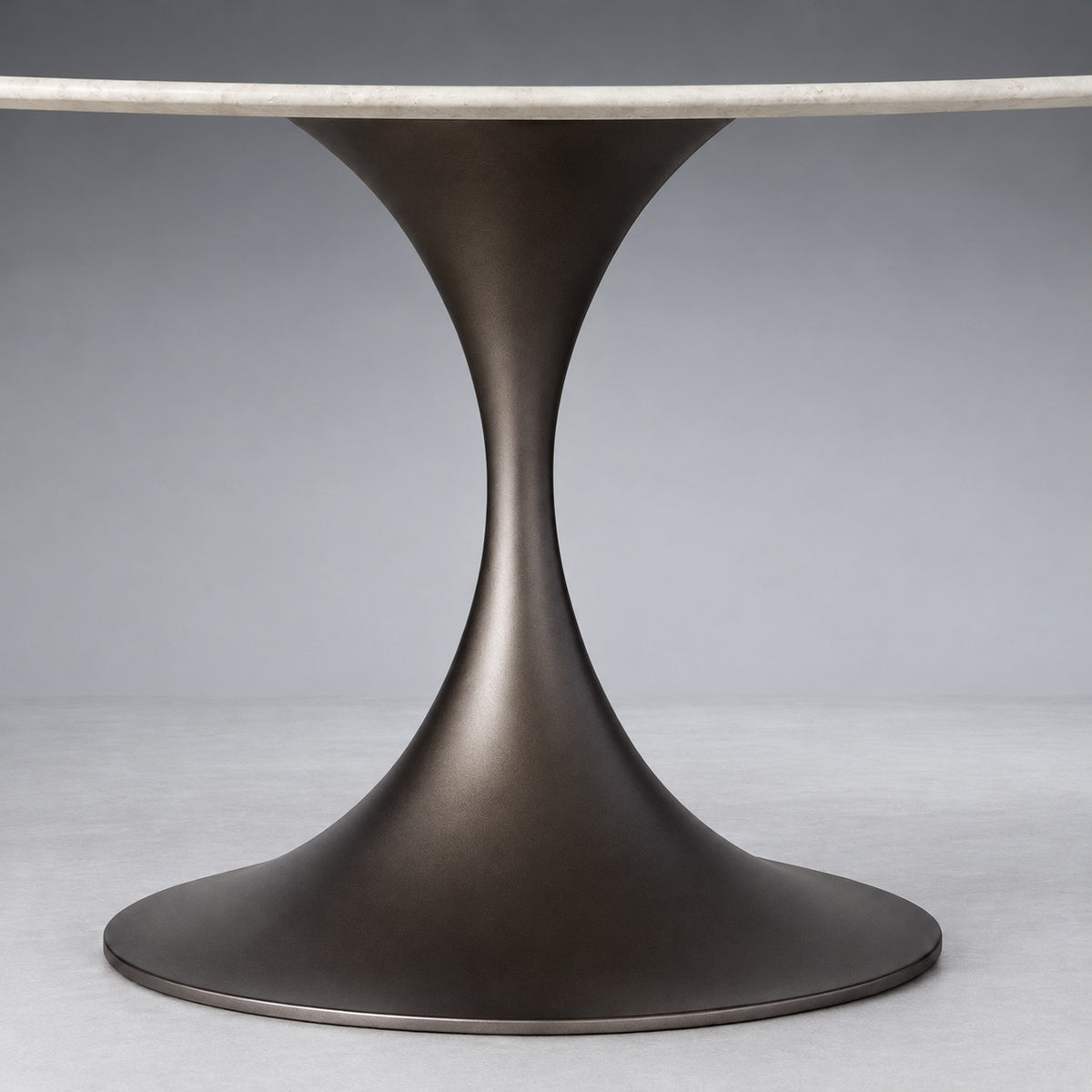 Round Stone-Top Steel-Base Dining Table