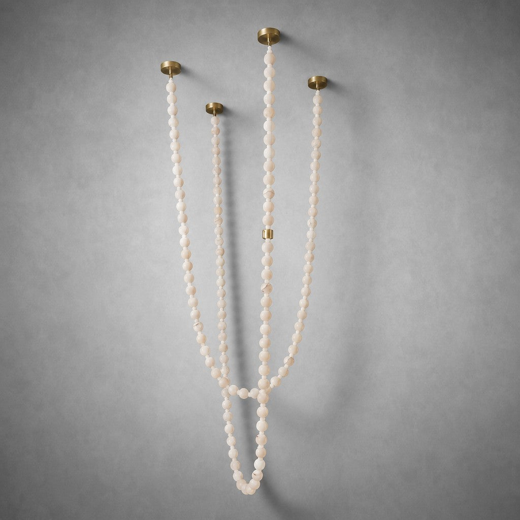 Orbita Modern Alabaster Pearl Chain Chandelier