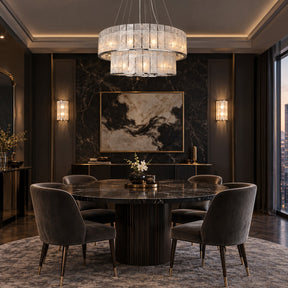 Modern Two-Tier Luxury Stone Round Chandelier