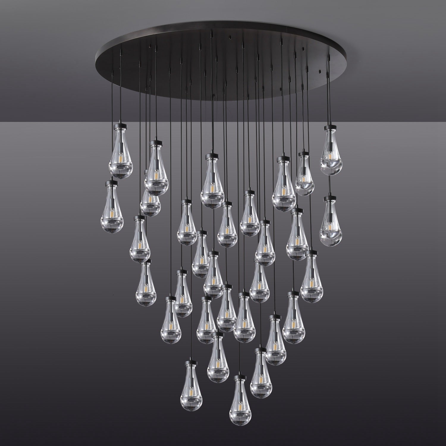 Raindrop Round Chandelier 60″, 31 Lights