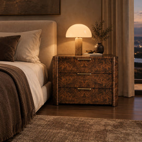 Sculptural Burl Wood Bedside Table