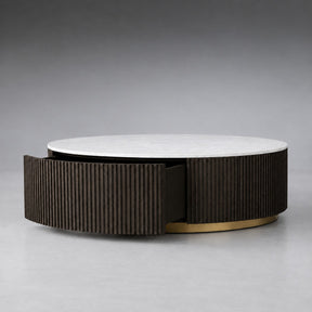 Stone Top Round Storage Coffee Table