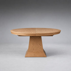 Round Oak Extension Dining Table with Leaves