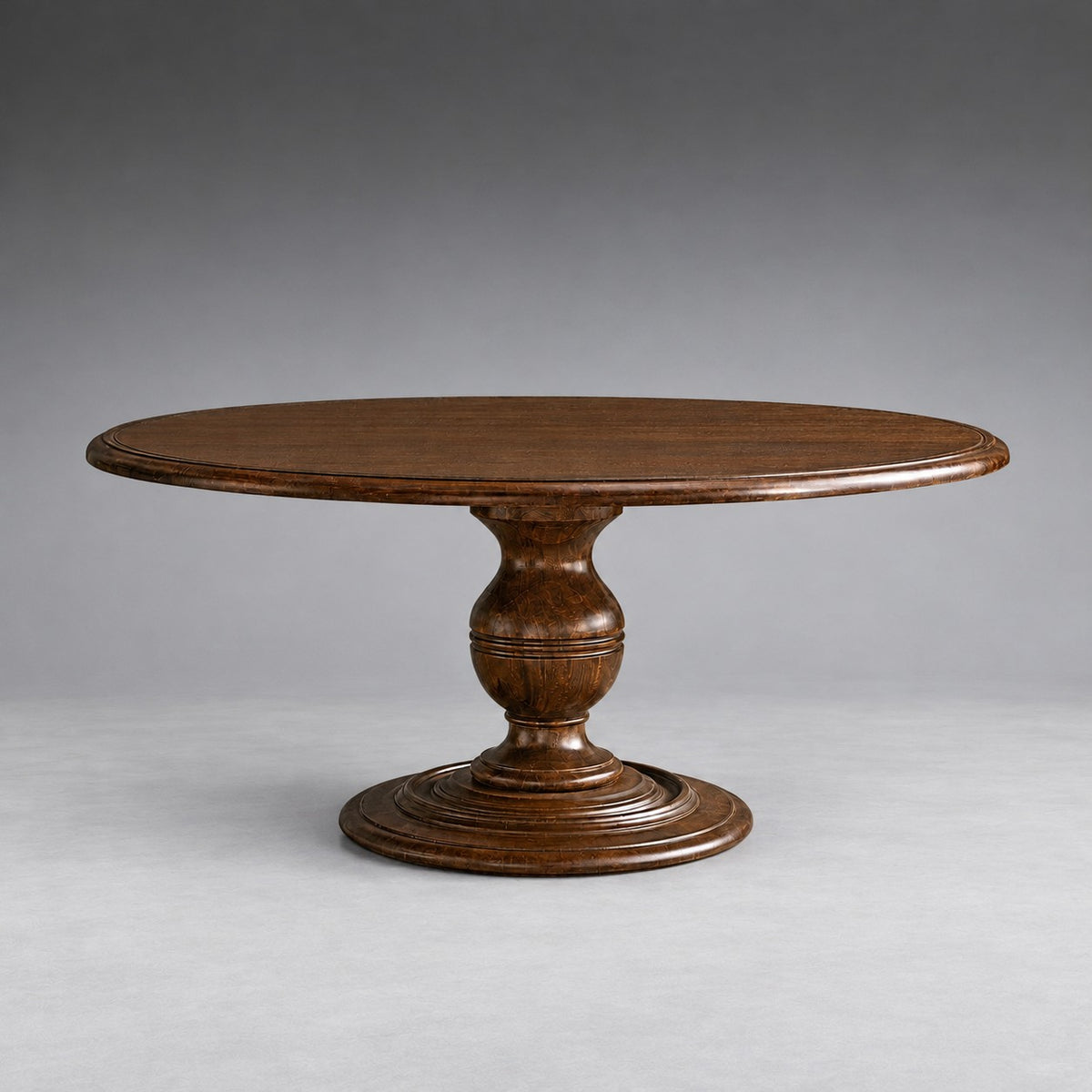 Round Dining Table in Hand-Carved Tulipwood