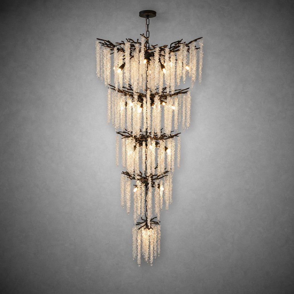 Octagonal Bead Tree Branch Staircase Light Five-Layer - Black 760