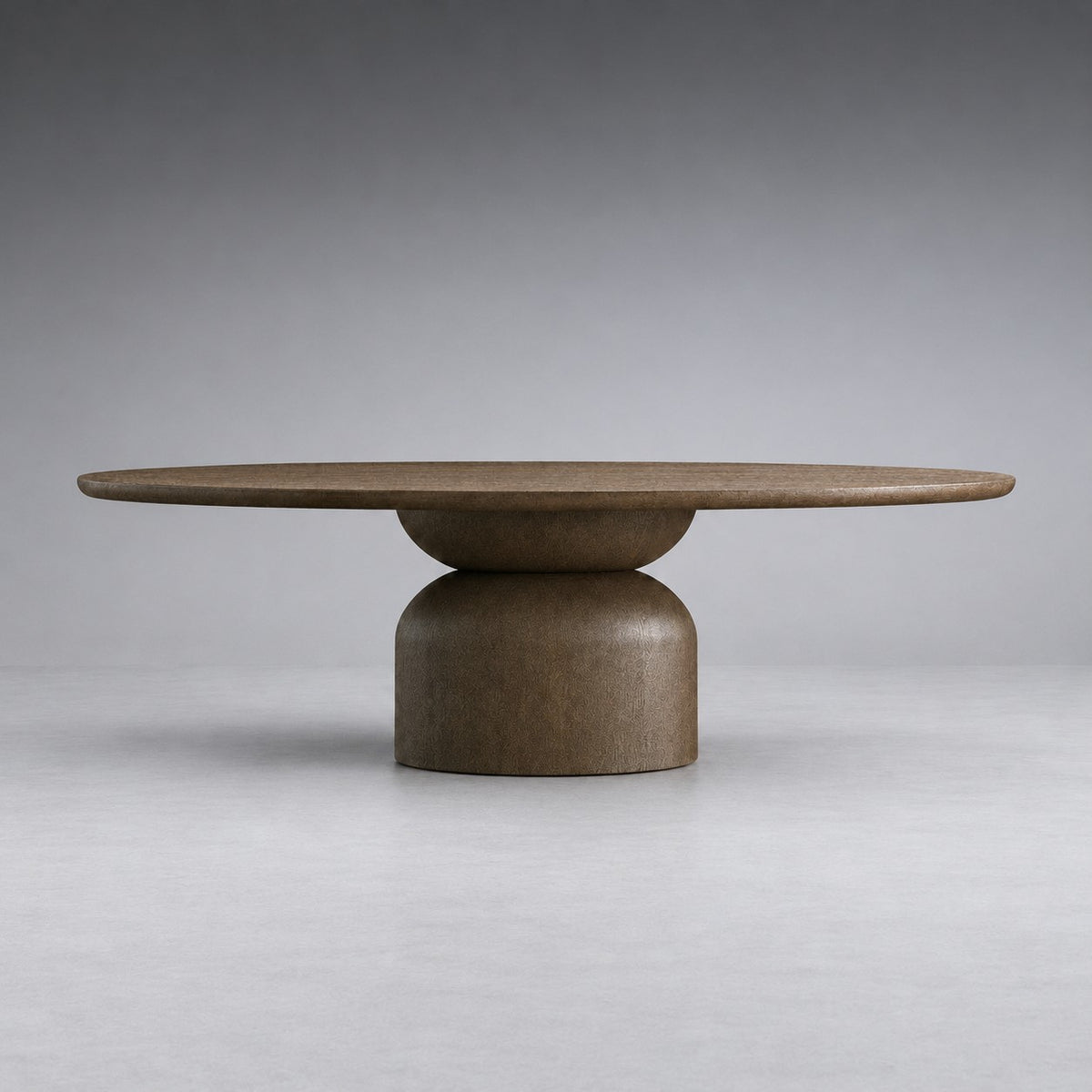 Hand-Sculpted Modern Oval Oak Dining Table