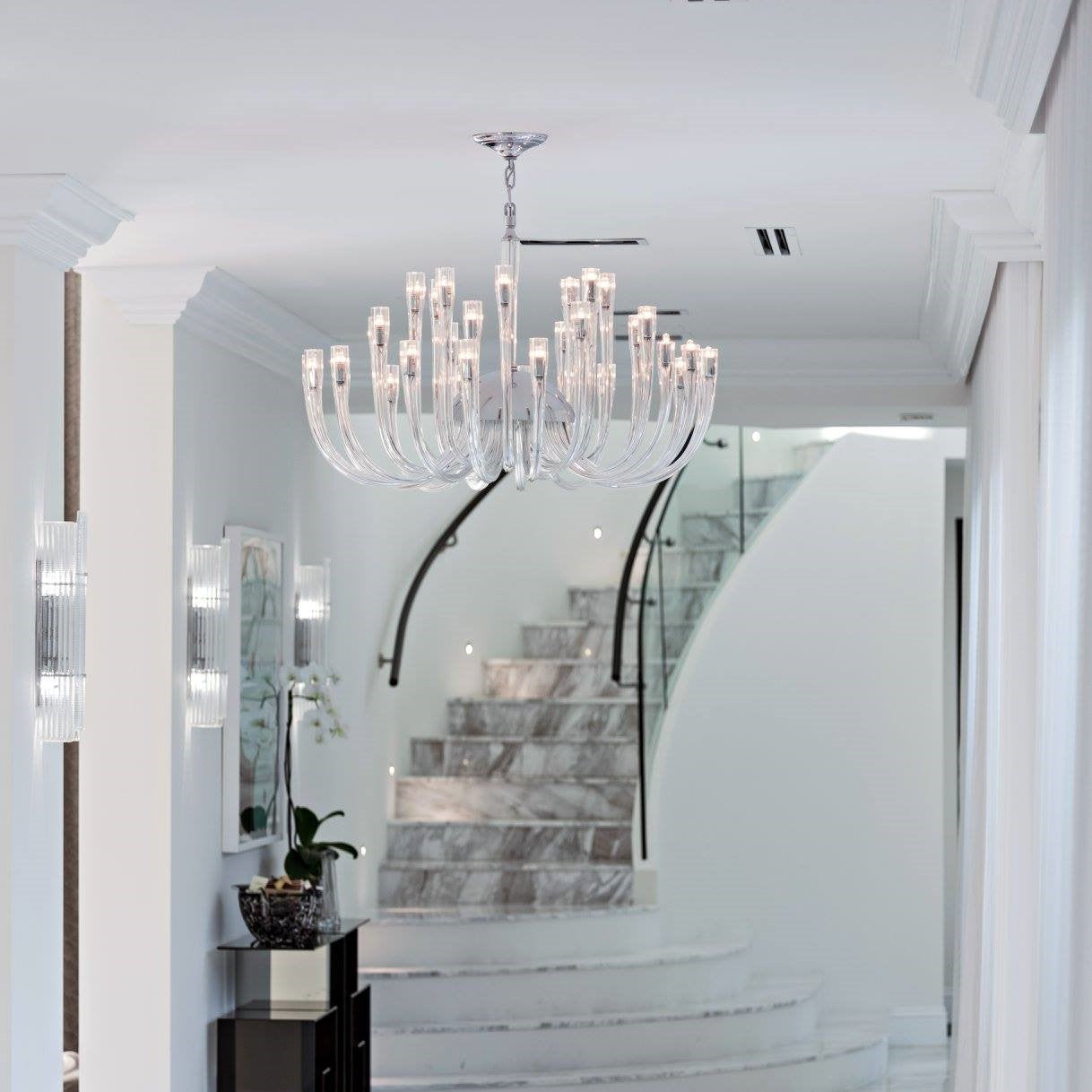 Fashion 12/ 16/ 32 Lights Glass Chandelier Classic Candle Style Ceiling Light Fixture For Living/ Dining Room Decoration