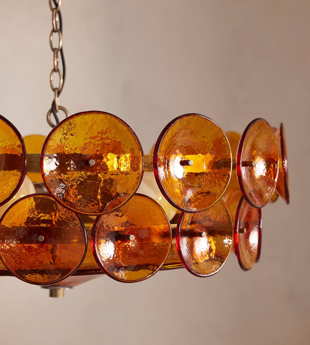 Solaris Amber Glass Disc Chandelier
