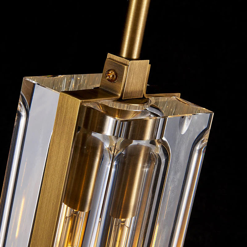 Golden Rectangular Crystal Pendant Lighting