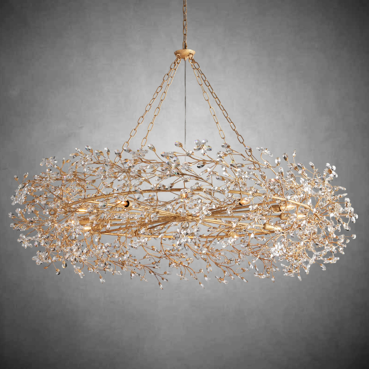 Fiore Crown Chandelier 39" 48" 60"-Chandelier-Merlin Lamps-GOLD-60"-merlinlamps