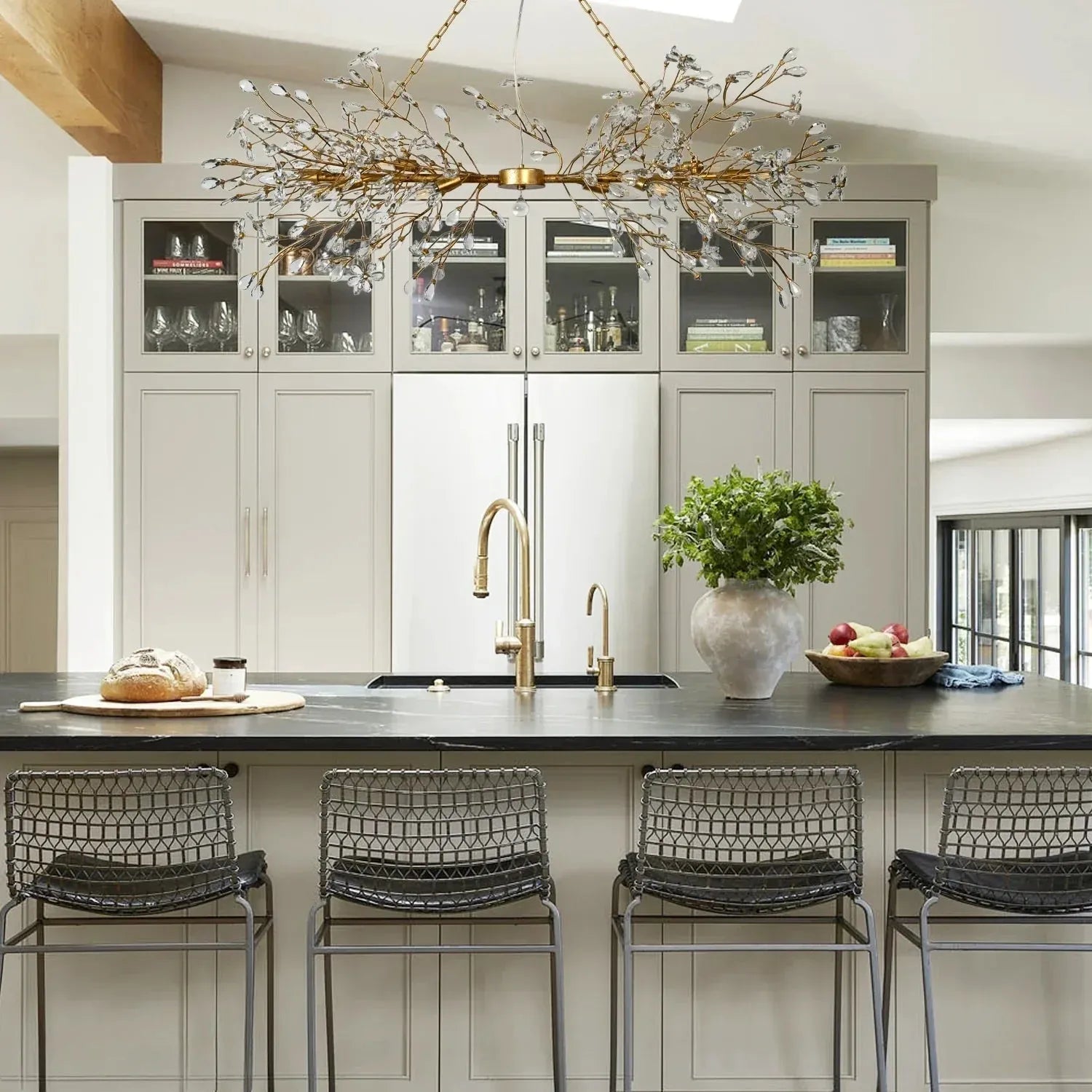 Fiore Linear Chandelier 43" 51" 68"W-Chandelier-Merlin Lamps-GOLD-43"-merlinlamps