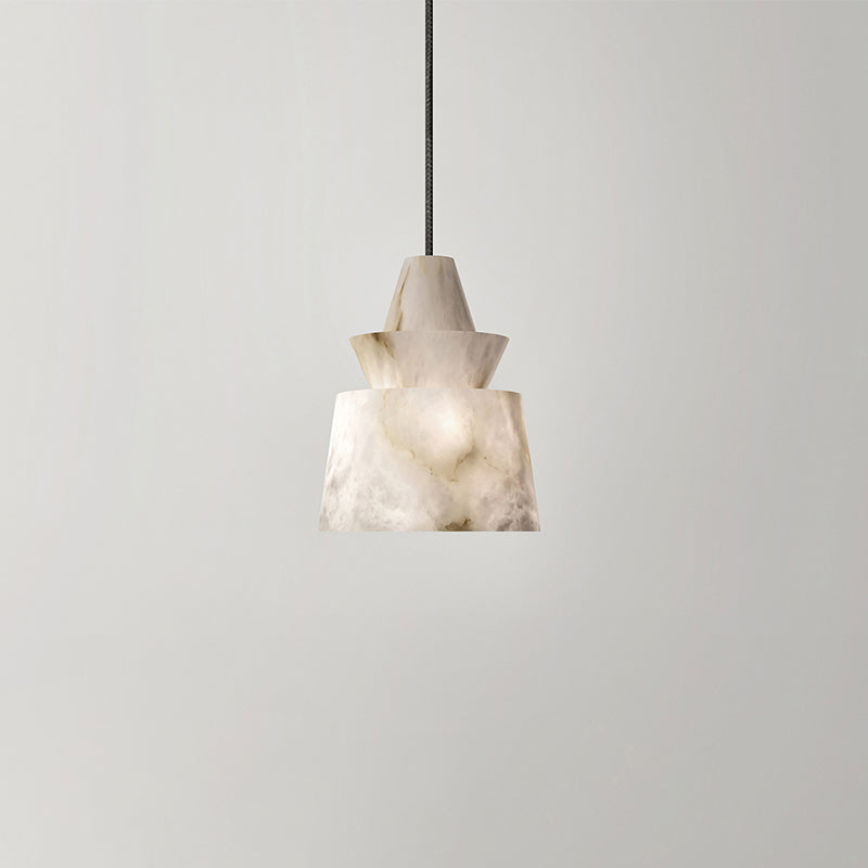 Flo Alabaster Pendant Light Beside Coffee Table