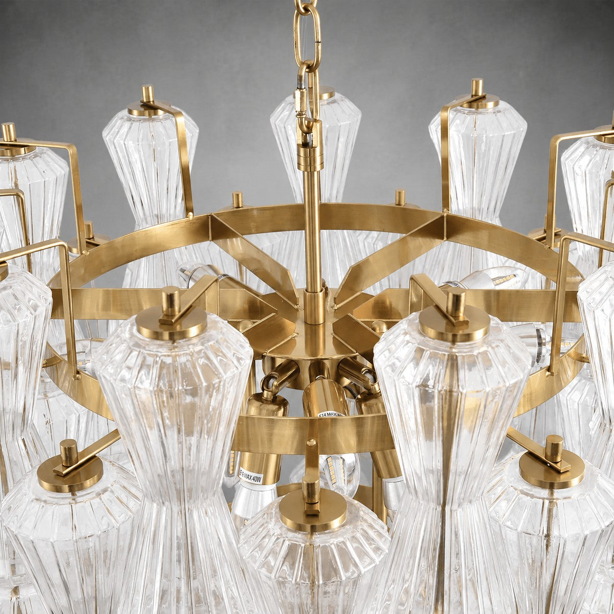 Florenzia Chandelier Ribbed Glass Cascade Gold