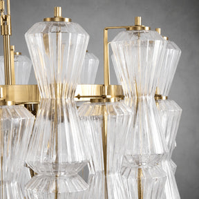 Florenzia Chandelier Ribbed Glass Cascade Gold