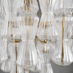 Florenzia Chandelier Ribbed Glass Cascade Gold