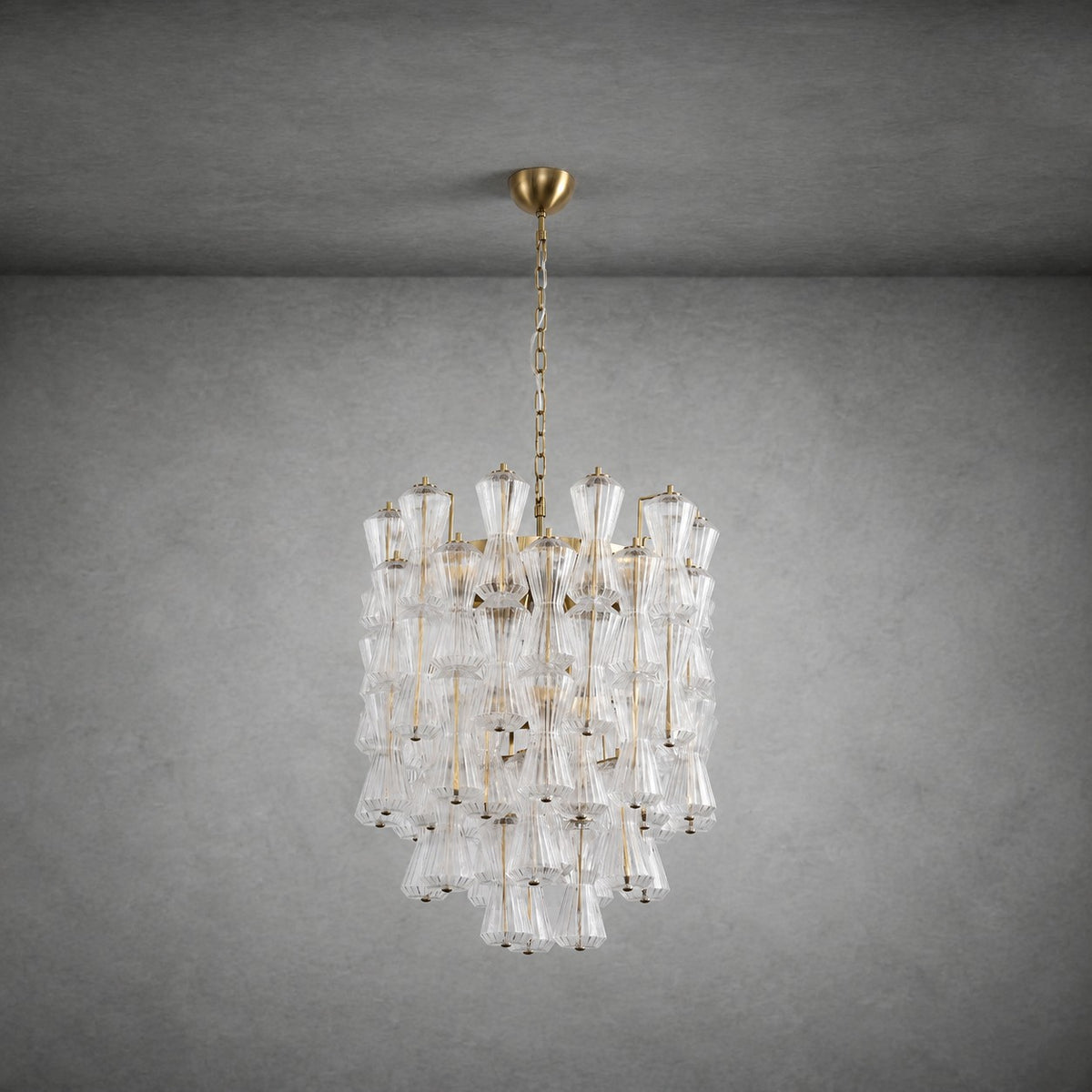 Florenzia Chandelier Ribbed Glass Cascade Gold