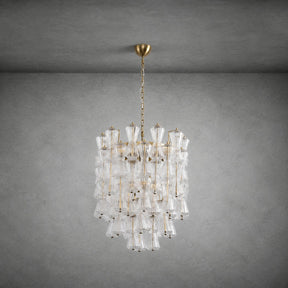Florenzia Chandelier Ribbed Glass Cascade Gold