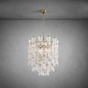 Florenzia Chandelier Ribbed Glass Cascade Gold