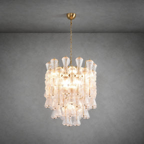 Florenzia Chandelier Ribbed Glass Cascade Gold