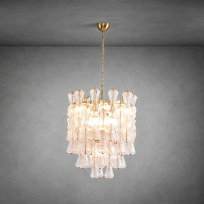 Florenzia Chandelier Ribbed Glass Cascade Gold