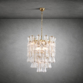 Florenzia Chandelier Ribbed Glass Cascade Gold