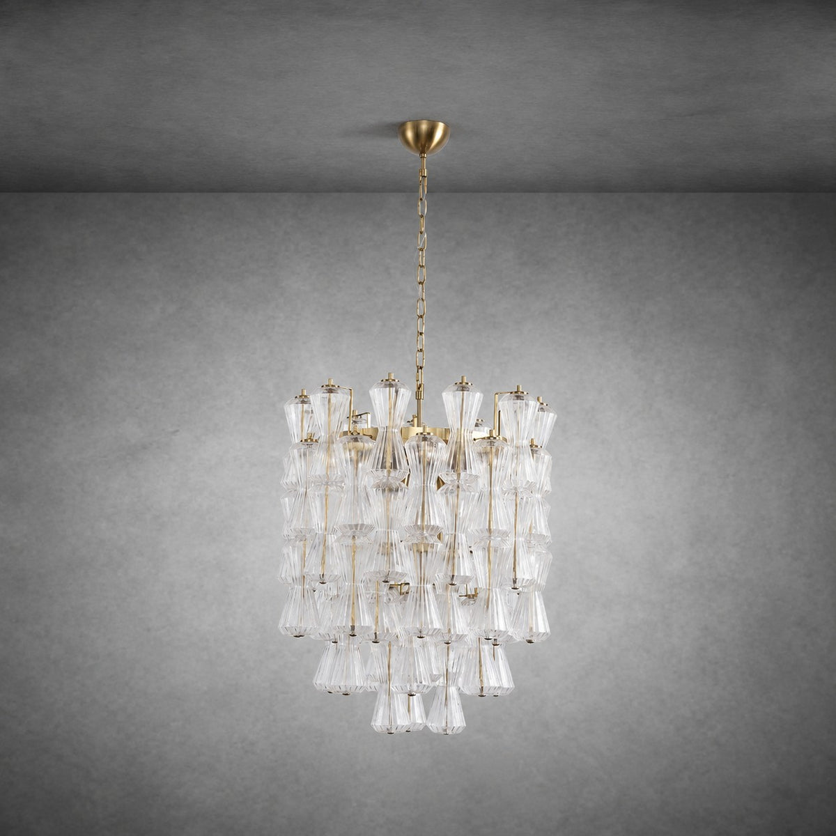 Florenzia Chandelier Ribbed Glass Cascade Gold