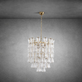 Florenzia Chandelier Ribbed Glass Cascade Gold