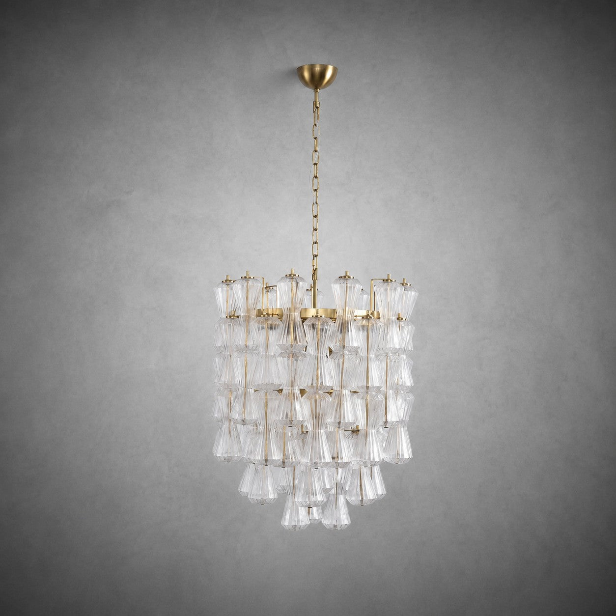 Florenzia Chandelier Ribbed Glass Cascade Gold