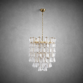 Florenzia Chandelier Ribbed Glass Cascade Gold