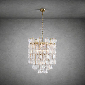 Florenzia Chandelier Ribbed Glass Cascade Gold