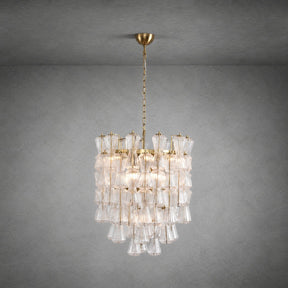 Florenzia Chandelier Ribbed Glass Cascade Gold