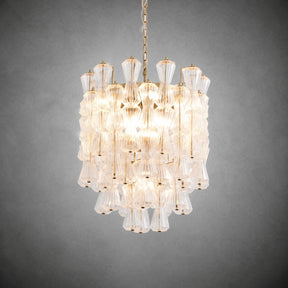 Florenzia Chandelier Ribbed Glass Cascade Gold