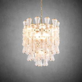 Florenzia Chandelier Ribbed Glass Cascade Gold