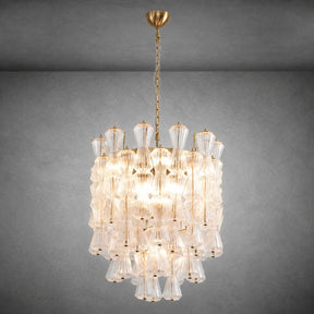 Florenzia Chandelier Ribbed Glass Cascade Gold