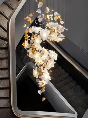 Flying Flowers Fluttering Chandelier - Model A ∅ 31.5″ x H 70.1″ / Dia 80cm x H 180cmBrass & WhiteBlushlighting