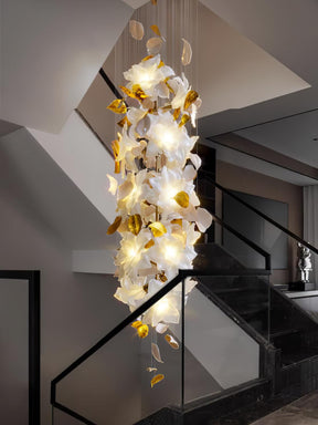 Flying Flowers Fluttering Chandelier - Model A ∅ 31.5″ x H 70.1″ / Dia 80cm x H 180cmBrass & WhiteBlushlighting