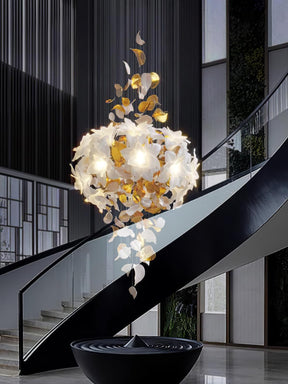 Flying Flowers Fluttering Chandelier - Model A ∅ 31.5″ x H 70.1″ / Dia 80cm x H 180cmBrass & WhiteBlushlighting