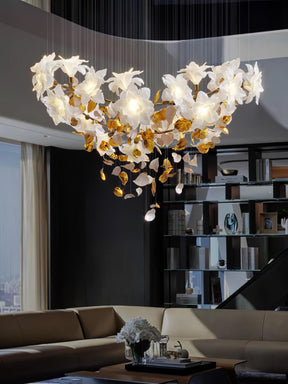Flying Flowers Fluttering Chandelier - Model A ∅ 31.5″ x H 70.1″ / Dia 80cm x H 180cmBrass & WhiteBlushlighting