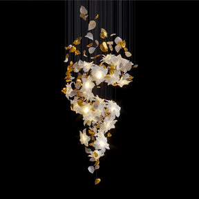 Flying Flowers Fluttering Chandelier - Model A ∅ 31.5″ x H 70.1″ / Dia 80cm x H 180cmBrass & WhiteBlushlighting
