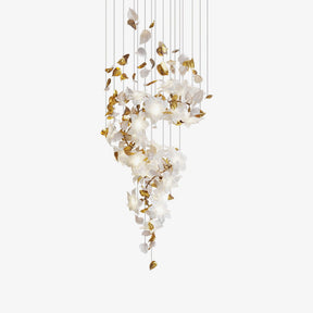Flying Flowers Fluttering Chandelier - Model A ∅ 31.5″ x H 70.1″ / Dia 80cm x H 180cmBrass & WhiteBlushlighting