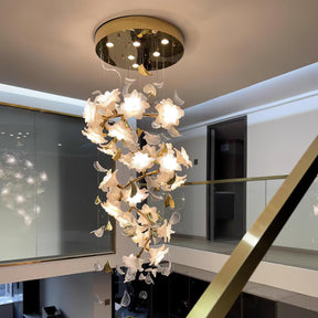 Flying Flowers Fluttering Chandelier - Model D ∅ 23.6″ x H 59.1″ / Dia 60cm x H 150cmBrass & WhiteBlushlighting