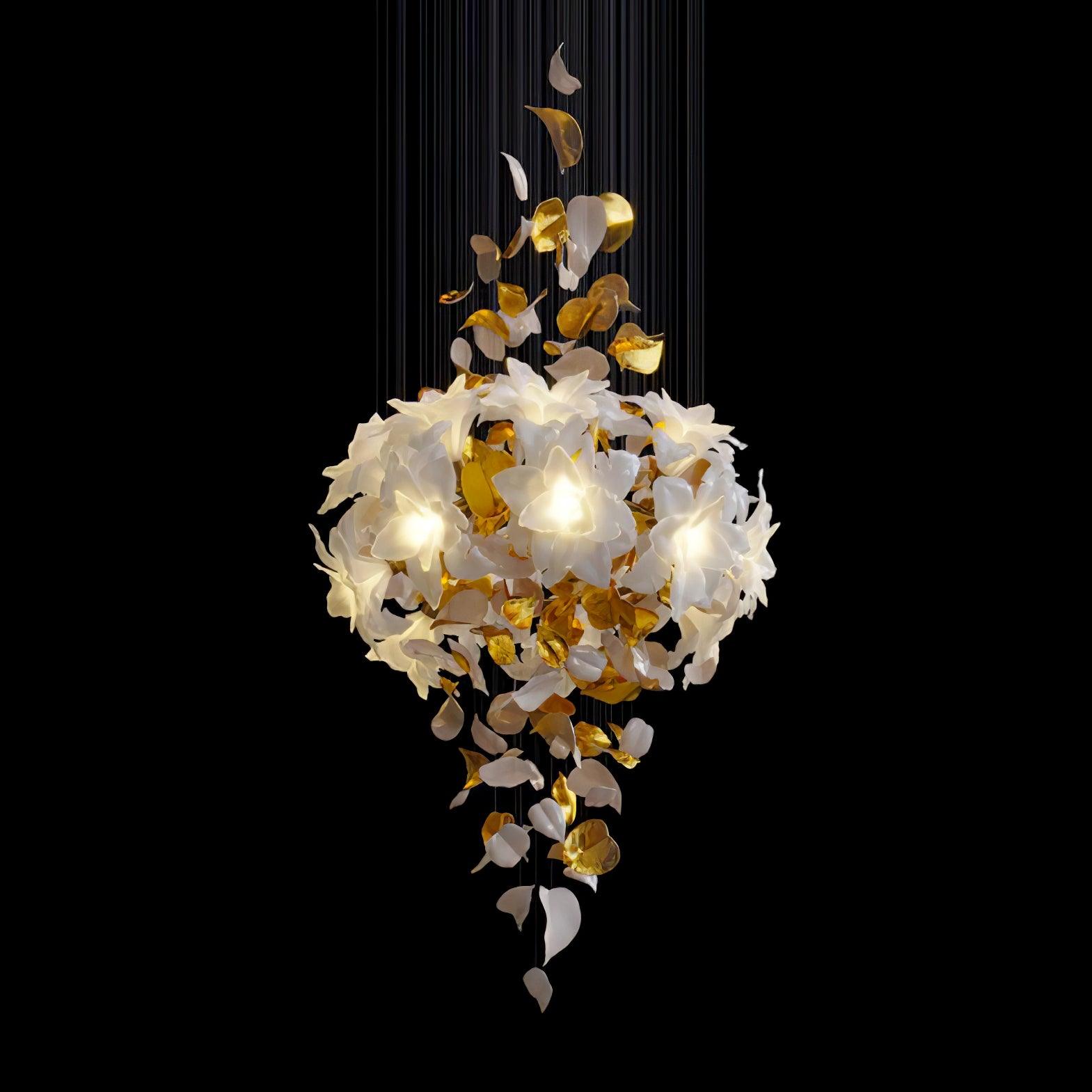 Flying Flowers Fluttering Chandelier - Model B ∅ 23.6″ x H 47.2″ / Dia 60cm x H 120cmBrass & WhiteBlushlighting