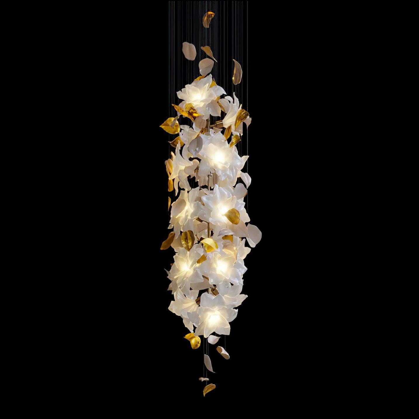 Flying Flowers Fluttering Chandelier - Model C ∅ 19.7″ x H 59.1″ / Dia 50cm x H 150cmBrass & WhiteBlushlighting