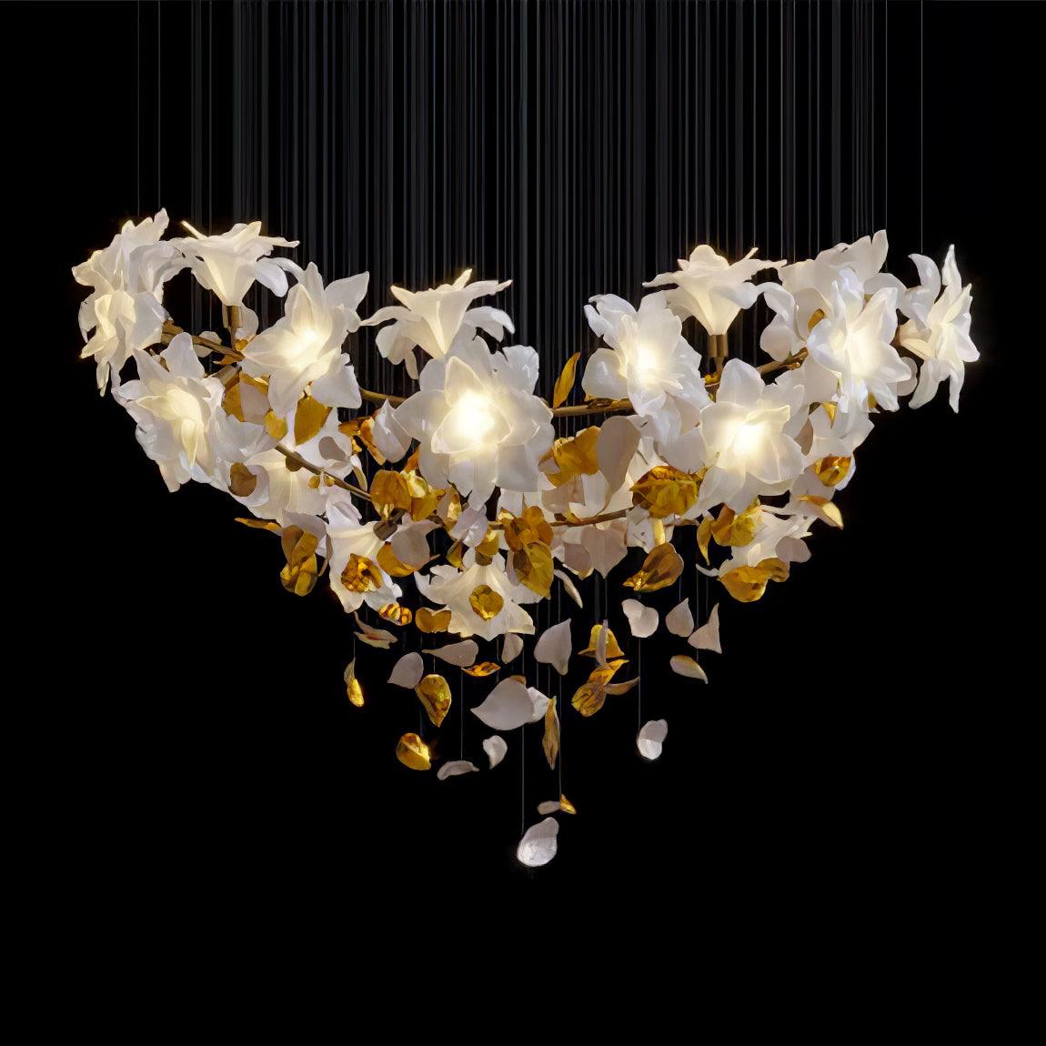 Flying Flowers Fluttering Chandelier - Model F L 31.5″ x H 23.6″ / L 80cm x H 60cmBrass & WhiteBlushlighting