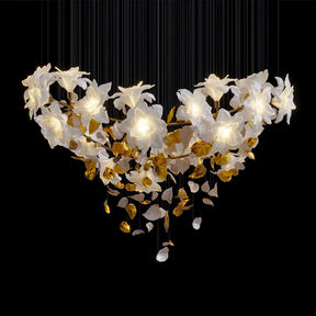 Flying Flowers Fluttering Chandelier - Model F L 31.5″ x H 23.6″ / L 80cm x H 60cmBrass & WhiteBlushlighting