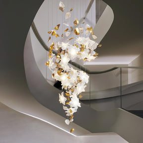 Flying Flowers Fluttering Chandelier - Model A ∅ 31.5″ x H 70.1″ / Dia 80cm x H 180cmBrass & WhiteBlushlighting